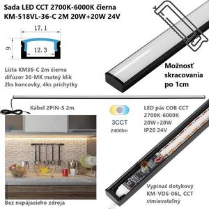 Univerzálna LED CCT sada čierna, 2 m, Prisadená (53624202)