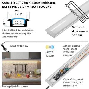 Univerzálna LED CCT sada strieborná, 1 m, Zapustená (53904201)