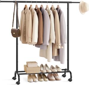 SONGMICS Pojazdný stojan na oblečenie Merino 83-120 cm čierny