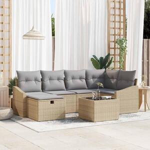 Maison Exclusive - Sedačka s vankúšmi s úložným priestorom Béžová a svetlošedá Poly-rattan
