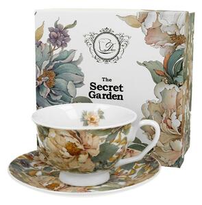 Porcelánová šálka na nohe s podšálkou Royal Peony White 250 ml