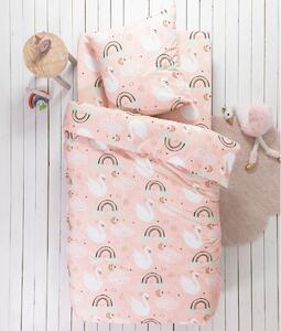 Detská posteľná bielizeň Labute s potlačou, pre 1 osobu, bavlna