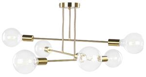Stropná lampa zlatá kov lesklý povrch 6 žiaroviek moderný industriálny štýl na strop obývačka