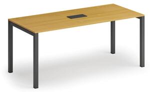 Rokovací stôl PRIMO SQUARE, 180x80 cm, buk + stolová zásuvka TYP VI, čierna