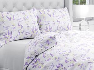 Biante Bavlnené posteľné obliečky Sandra SA-294 Veľké zväzky levandúľ na bielom Predĺžené 140x220 a 70x90 cm