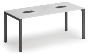 Rokovací stôl PRIMO SQUARE, 180x80 cm, biela + 2x zásuvka TYP I, čierna