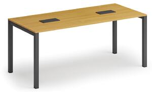 Rokovací stôl PRIMO SQUARE, 180x80 cm, buk + 2x stolová zásuvka TYP I, čierna