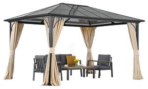 Moderný záhradný altánok Santiago 3x4m so závesmi Garden Point béžovej farby