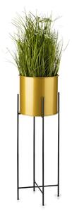 KOVOVÝ KVETINÁČ SO STOJANOM GLAMOUR 75X24 CM ZLATÁ/ČIERNA