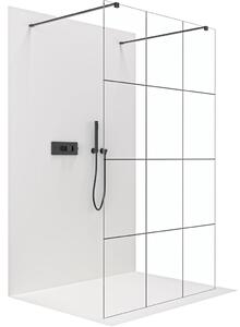 CERANO - Sprchová zástena Walk-in Onyx Duo L/P - 8 mm - hranatá vzpera - matná čierna, industriálne sklo - 90x200 cm