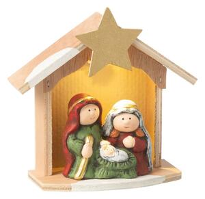 Prírodný svietiaci Betlehem s keramickými postavičkami Nativity - 14*6*15 cm - J-Line by Jolipa
