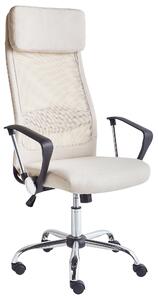 Kancelárska stolička béžová sieťovina výškovo nastaviteľná otočná s opierkami ergonomický tvar moderný štýl pracovňa
