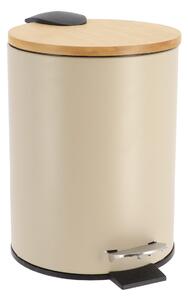 Odpadkový kôš Timeless, svetlobéžová/s drevenými prvkami, 2,5L