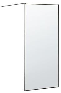 Sprchová zástena čierna z tvrdeného skla 100 x 190 cm rám z nerezovej ocele bezdverový bezbariérový sprchovací kút
