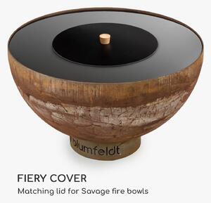 Blumfeldt Firebowl Savage Lid, kryt na ohnisko, 40 cm, oceľ, drevené držadlo
