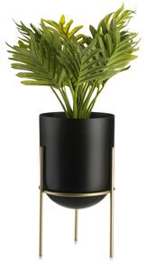 KOVOVÝ KVETINÁČ SO STOJANOM LOFT1 20X12 CM ČIERNA/ZLATÁ