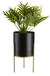 KOVOVÝ KVETINÁČ SO STOJANOM LOFT 20X12 CM ČIERNA/ZLATÁ