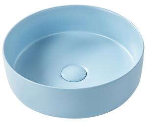 Kúpeľňové umývadlo na dosku modré keramické okrúhle ⌀ 37 cm moderná kúpeľňa