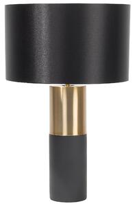 Stolná lampa nočné svetlo okrúhla sivá základňa okrúhle čierne látkové bubnové tienidlo