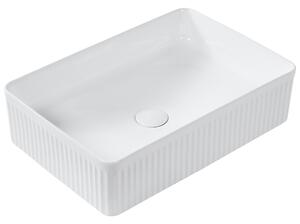 Kúpeľňové umývadlo na dosku lesklé biele keramické 50 x 34 cm obdĺžnikové moderný štýl