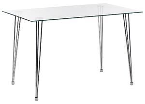 Jedálenský stôl strieborný doska z tvrdeného skla obdĺžnikový 120 x 70 cm pre 4 osoby moderný dizajn