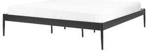 Posteľ čierna kovová 180 x 200 cm lamely z preglejky minimalistický industriálny dizajn spálňa