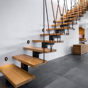 MEGAMAN zapustene LED svietidlo Tina, čierne, Ø 9 cm, otočné, Čierna, Obývacia izba / jedáleň, Plast, Moderný, Zapustené okrúhle