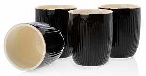 Keramický pohár s lyžičkou Kendi Black 300 ml sada 4ks