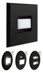 MEGAMAN zapustene LED svietidlo Tina, čierne, dĺžka 9 cm, otočné, Čierna, Obývacia izba / jedáleň, Plast, Moderný, Zapustené hranaté