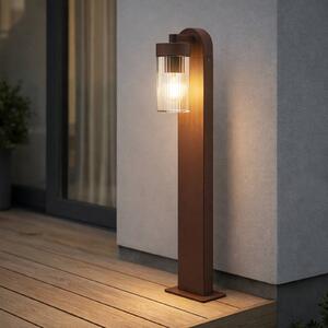 Lindby Chodníkové svetlo Kaliro, hrdzavé, 60 cm, IP54, Hnedá / hrdzavá, Hliník, Moderný, Vonkajší veľký svietník s jedným svetlom