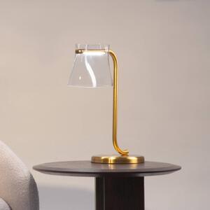 Maytoni Stolová LED lampa Cabaret, mosadz/číra, výška 48,5 cm, Mosadz / zlato, Obývacia izba / jedáleň, kov, Stojacie svietidlo