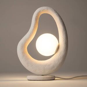 Maytoni Stolová LED lampa Opus, biela, kov/sklo, výška 38 cm, Biela / opálová, Spálňa, kov
