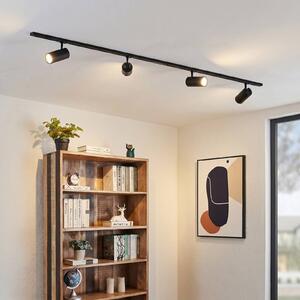 Lindby Systém lišt Linaro Ø7 cm, 4-pl., LED, čierny,, Čierna, Pracovňa / Kancelária, Hliník, Moderný, Koľajnicový systém