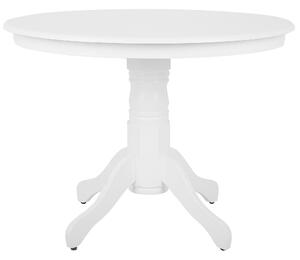 Jedálenský stôl biely MDF kaučuk ø 100 cm okrúhly tvar pre 4 osoby moderný vintage štýl kuchyňa jedáleň