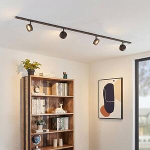 Lindby Systém lišt Linaro, Ø 9,5 cm, 4-pl., LED, čierny, Čierna, Pracovňa / Kancelária, Hliník, Moderný, Koľajnicový systém