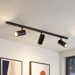 Lindby Systém lišt Linaro Ø7 cm, 3-pl., LED, čierny,, Čierna, Pracovňa / Kancelária, Hliník, Moderný, Koľajnicový systém
