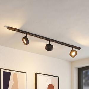 Lindby Systém lišt Linaro, Ø 9,5 cm, 3-pl., LED, čierny, Čierna, Pracovňa / Kancelária, Hliník, Moderný, Koľajnicový systém