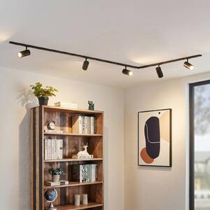 Lindby Systém lišt Linaro Ø7 cm, 5-pl., LED, čierny,, Čierna, Pracovňa / Kancelária, Hliník, Moderný, Koľajnicový systém