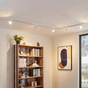 Lindby Systém lišt Linaro, Ø 9,5 cm, 5-pl., LED, biely, Biela / opálová, Pracovňa / Kancelária, Hliník, Moderný, Koľajnicový systém