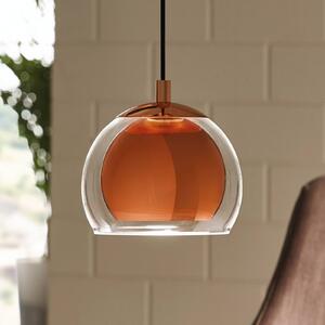 Závesná lampa Rocamar, 1-plameňová v medenej, Meď, Obývacia izba / jedáleň, kov, Moderný, Závesné svietidlo