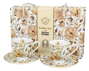 Porcelánová šálka na nohe s podšálkou English Roses White 90 ml sada 2ks