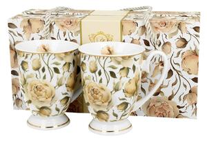 Porcelánový hrnček na nohe Royal English Roses White 320 ml sada 2ks