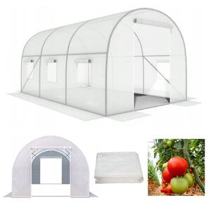 Záhradný fóliovník 3x2x2 m, viacsezónny, kovový rám, biela fólia, 2 vchody