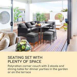 Blumfeldt Titania Dining Lounge Set, záhradná sedacia súprava, čierna/tmavosivá