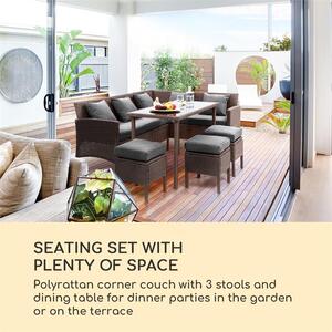 Blumfeldt Titania Dining Lounge Set, záhradná sedacia súprava, hnedá/tmavosivá