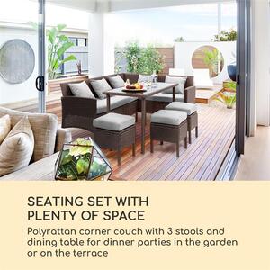 Blumfeldt Titania Dining Lounge Set, záhradná sedacia súprava, hnedá/svetlosivá
