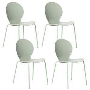 Sada 4 záhradných stoličiek svetlozelené plastové stoličky interiér exteriér záhrada jedáleň moderný minimalistický štýl