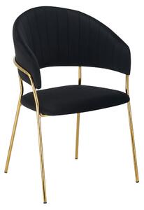 KONDELA Dizajnové jedálenské kreslo, čierna Velvet látka/gold chróm zlatý, DASMIN TYP 1