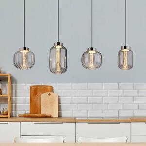 LED závesné svietidlo Fluoro, dymovo sivé, dĺžka 120 cm, 4-pl