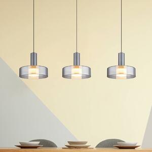 LED závesné svietidlo, dĺžka 90 cm, dymová sivá, 3-pl. sklo